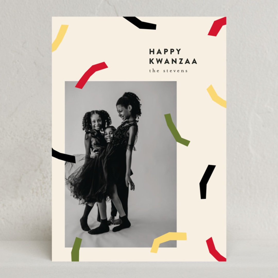 "Abstract Confetti" - Kwanzaa Cards in Cream by Iveta Angelova - Front