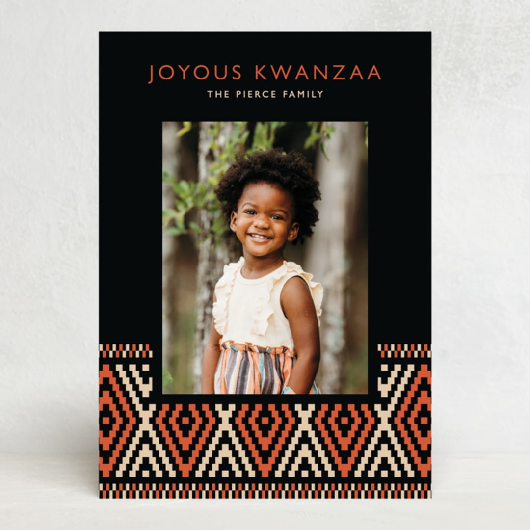 "Woven Border" - Kwanzaa Cards in Corn by letterfix - Front