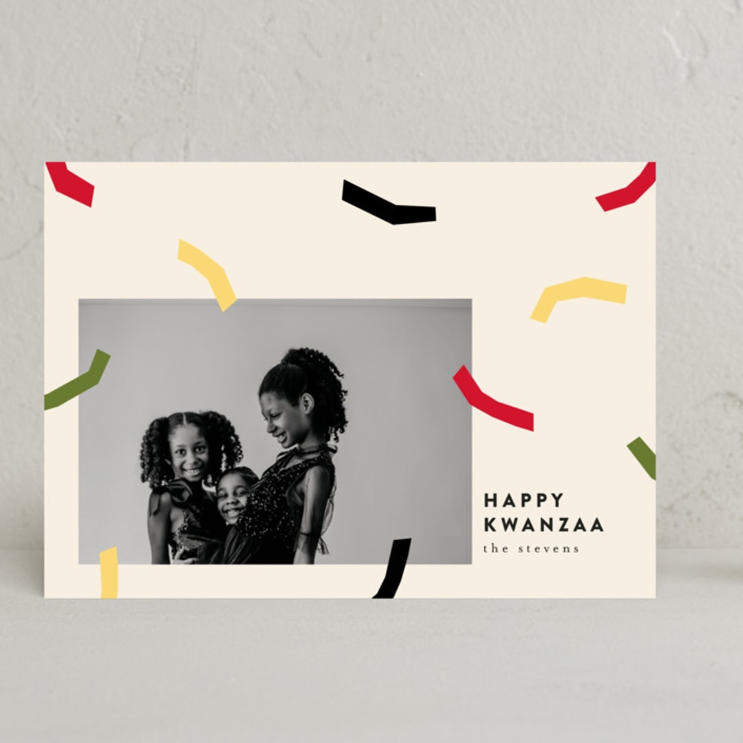 "Abstract Confetti" - Kwanzaa Cards in Cream by Iveta Angelova - Front