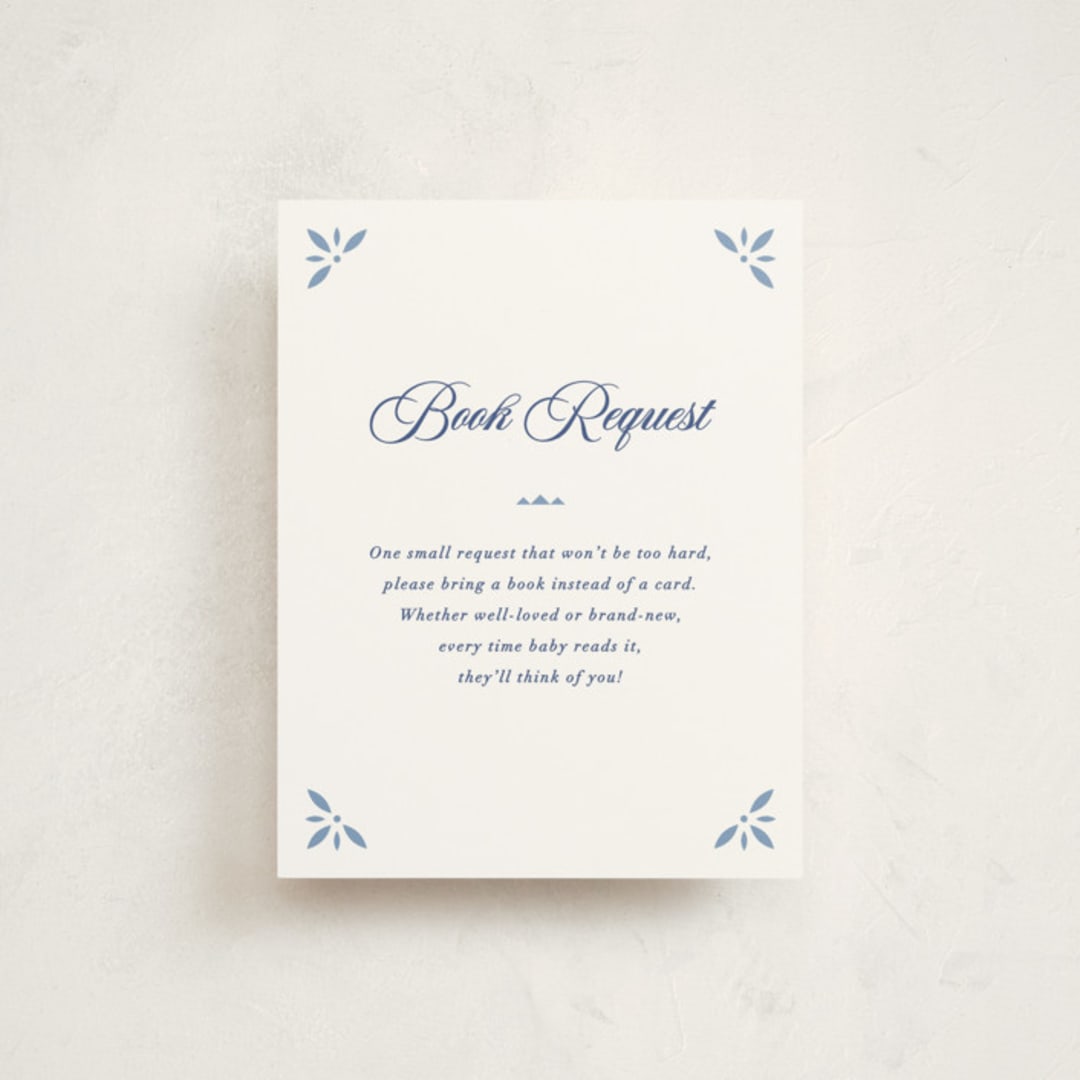 "Talavera Tiles" - Letterpress Baby Shower Insert Cards in Lapis by Olivia Raufman - Front