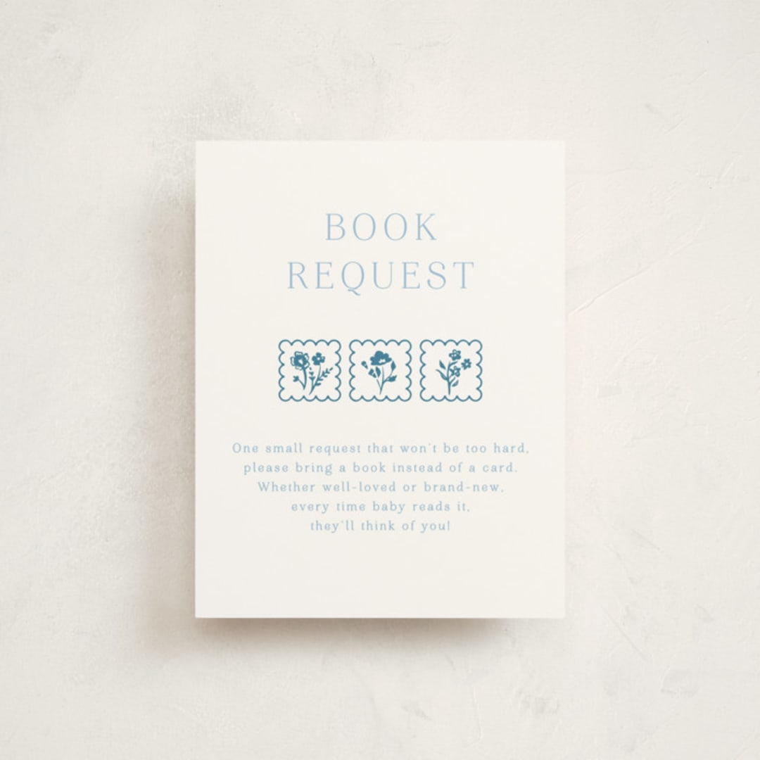 "Petite Jolie" - Letterpress Baby Shower Insert Cards in Sky Blue by Hannah Bowman - Front