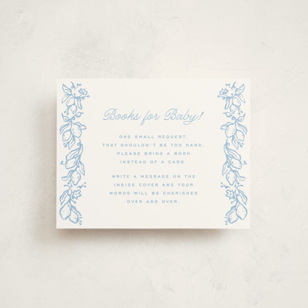 "Ciao Baby" - Letterpress Baby Shower Insert Cards in Sky Blue by Pati Cascino - Front