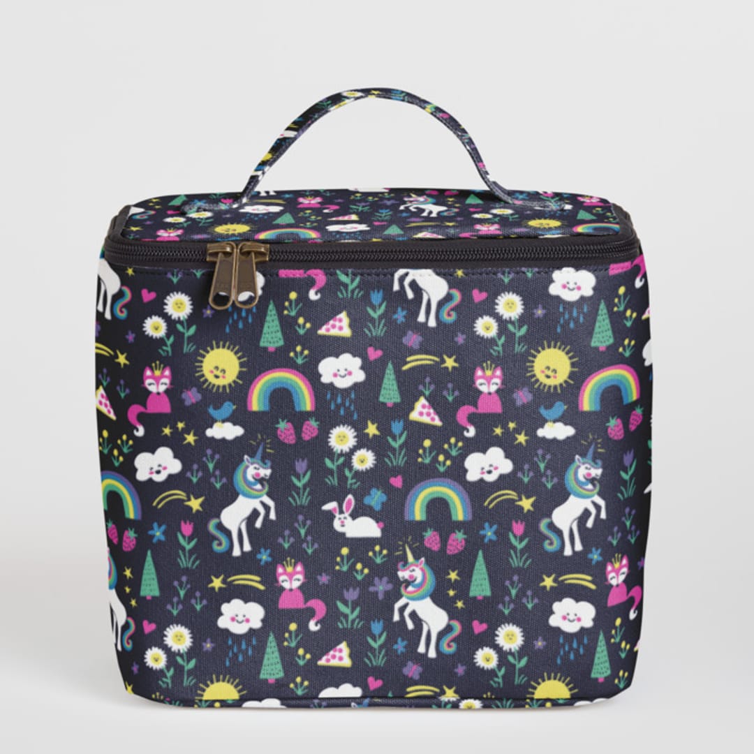 "Lovely World" - Lunch Bag in Rainbow by Katie Zimpel - Lunch Bag
