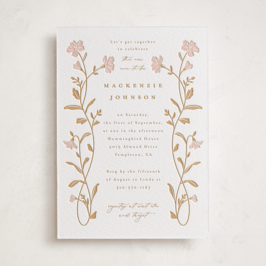 "Mirror Floral" - Letterpress Baby Shower Invitations in Mirror Floral by Everett Paper Goods - Front