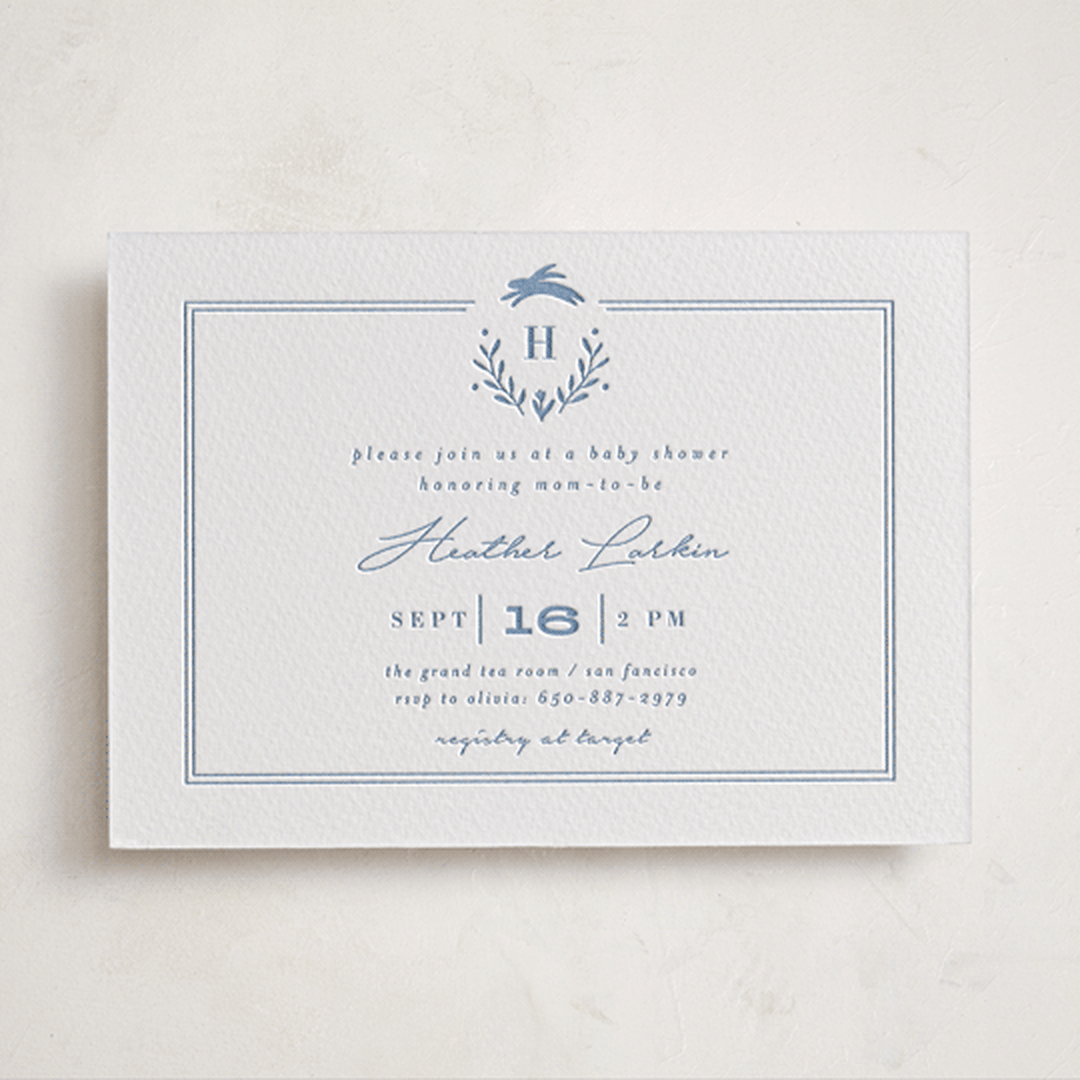 "Classic Baby Monogram" - Letterpress Baby Shower Invitations in Classic Baby Monogram by Susan Brown - Front
