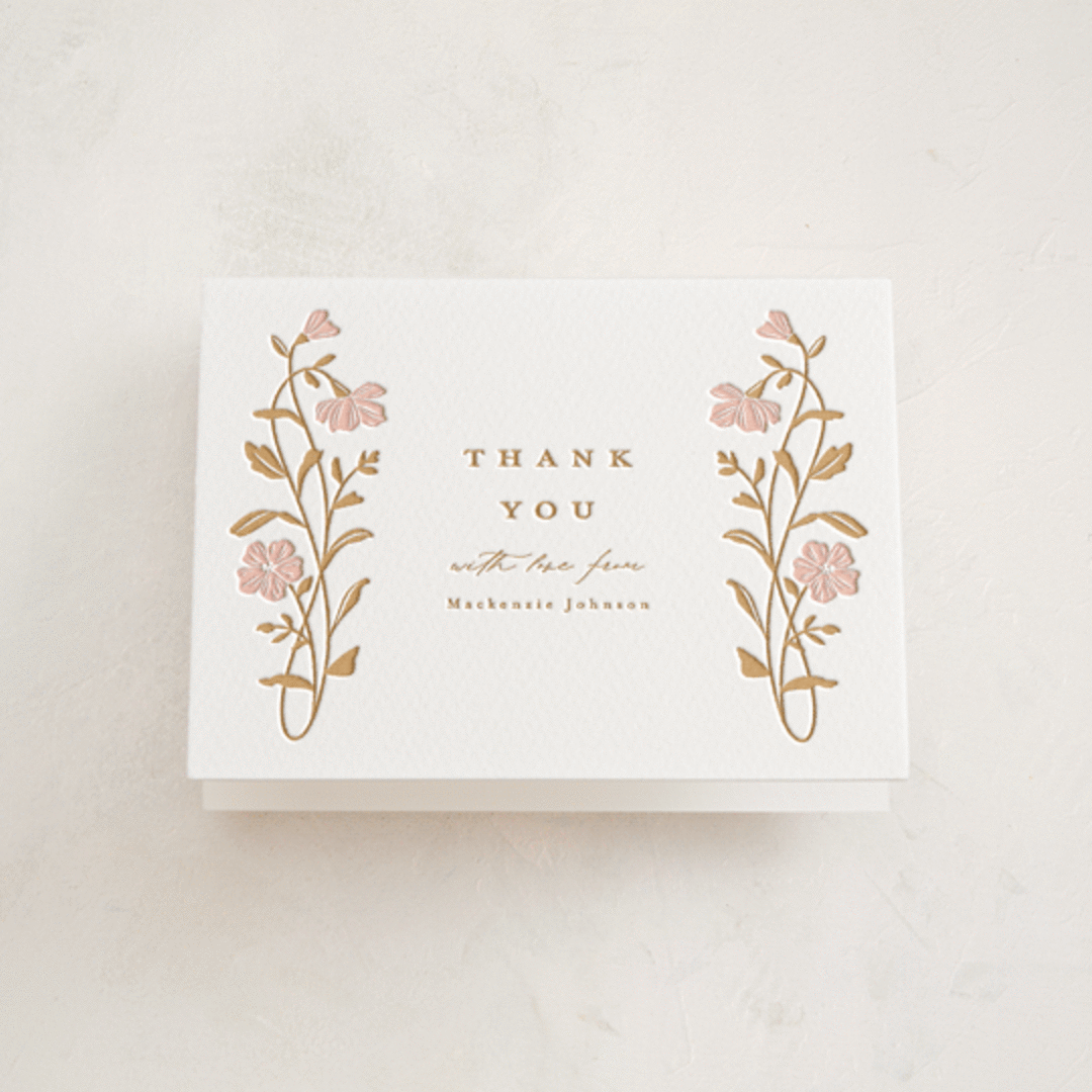 "Mirror Floral" - Letterpress Baby Shower Thank You Cards in Mirror Floral by Everett Paper Goods - Front