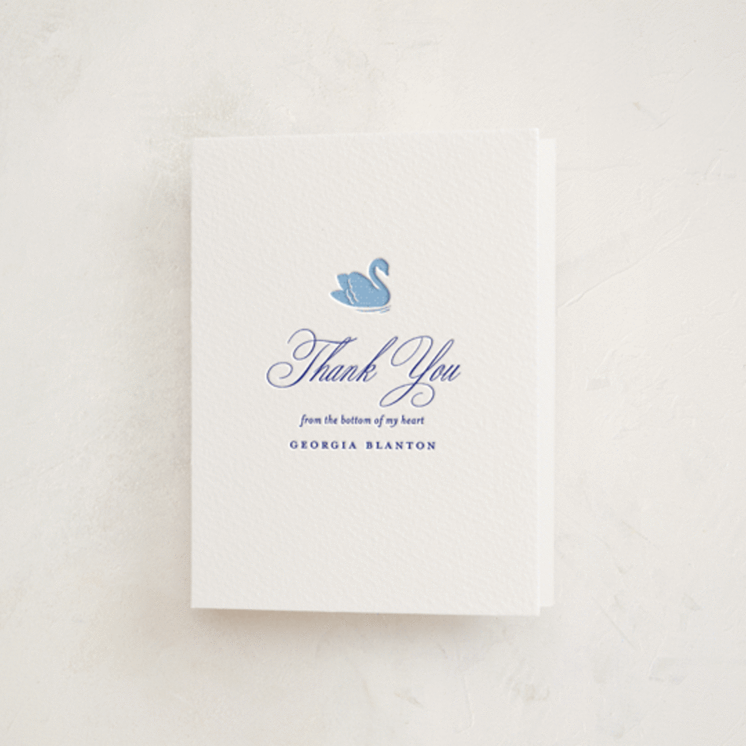 "Swan Shower" - Letterpress Baby Shower Thank You Cards in Swan Shower by Megan Davis - Front