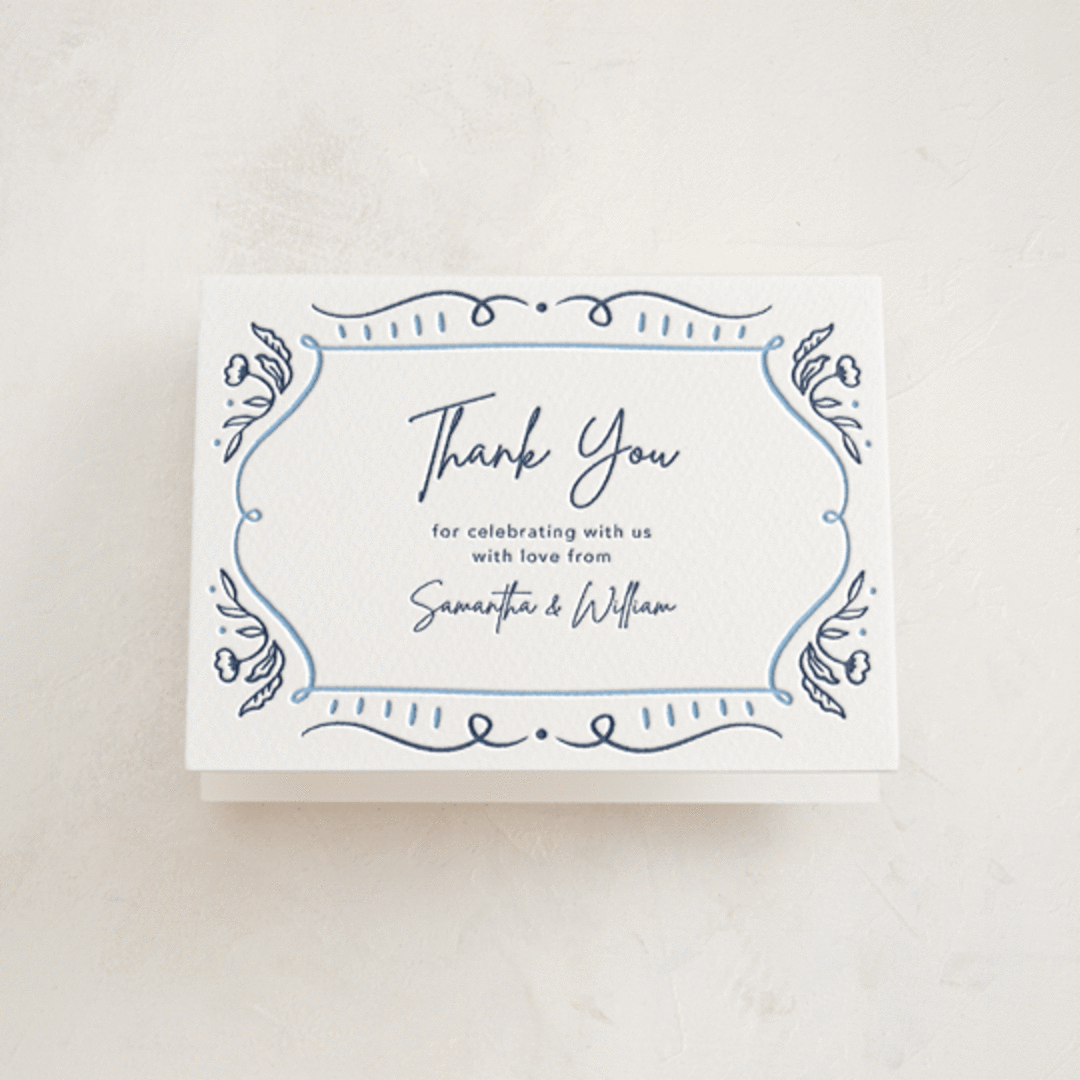 "Sketch" - Letterpress Baby Shower Thank You Cards in Aegean by Elly - Front