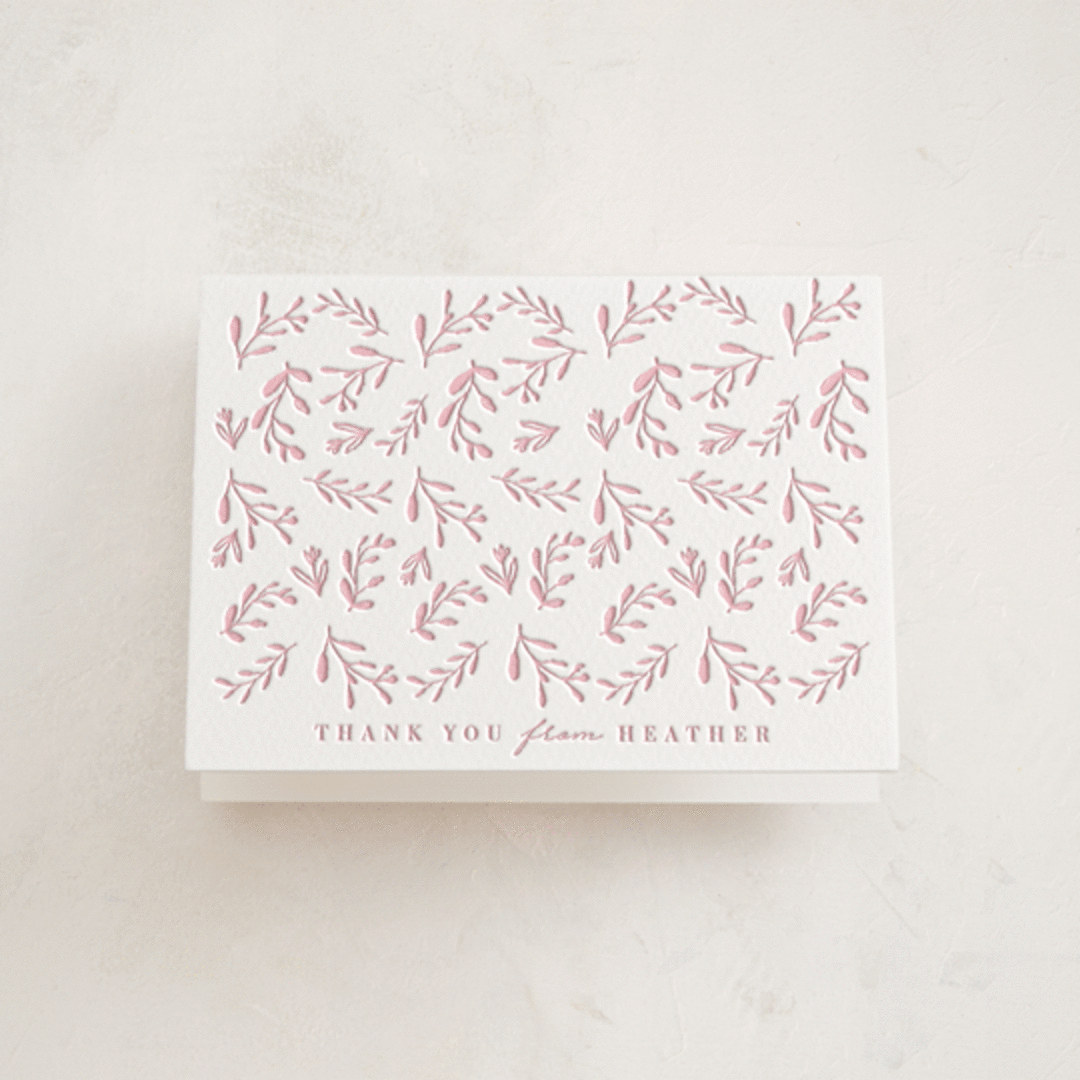 "Classic Baby Monogram" - Letterpress Baby Shower Thank You Cards in Classic Pink by Susan Brown - Front