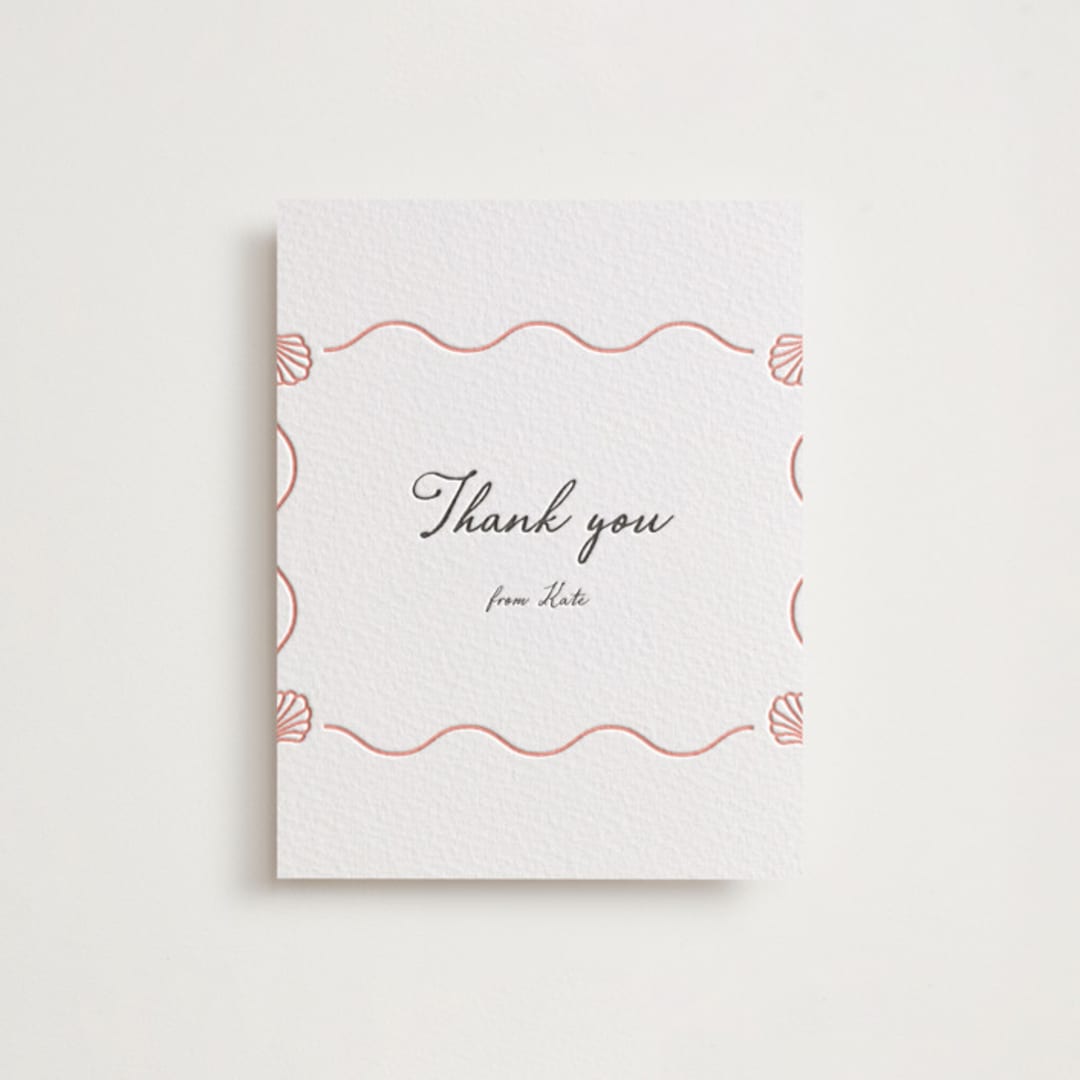"Ocean Love" - Letterpress Baby Shower Thank You Cards in Peach by Alston Foster - Front