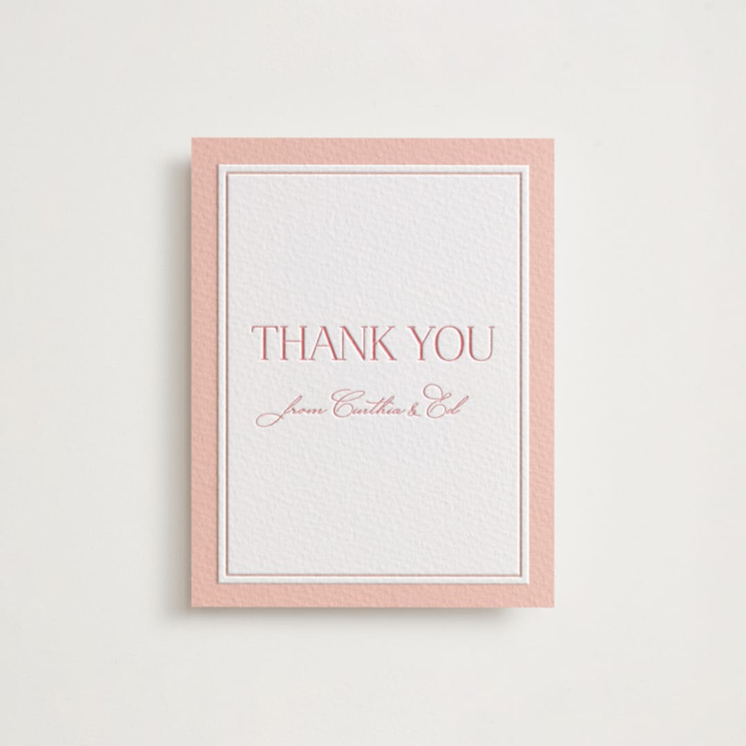 "The Little Heirloom" - Letterpress Baby Shower Thank You Cards in Rose by Lucrecia Caporale - Front