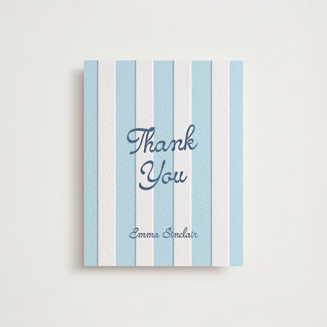 "Mariniere" - Letterpress Baby Shower Thank You Cards in Indigo by Olivia Raufman - Front