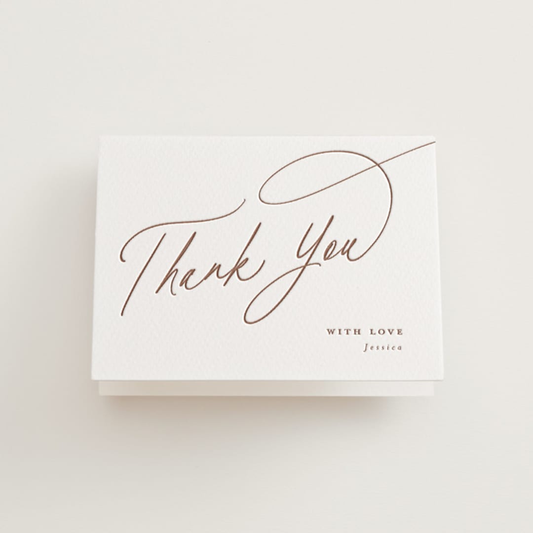 "minimal" - Letterpress Bridal Shower Thank You Cards in Minimal by Joanna Griffin - Front