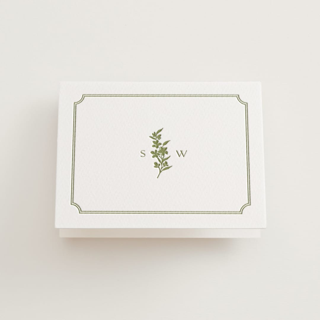 "Simply Elegant" - Letterpress Bridal Shower Thank You Cards in Pistachio by Yaling Hou Suzuki - Front