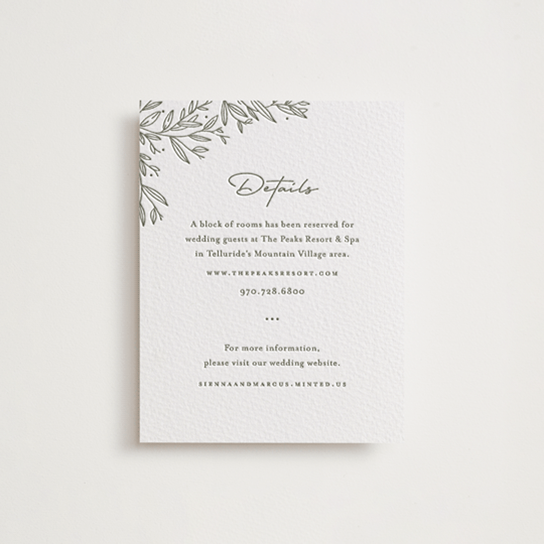"Beauty of Nature" - Letterpress Direction Cards in Moss by Oscar and Emma - Karly Depew - Front