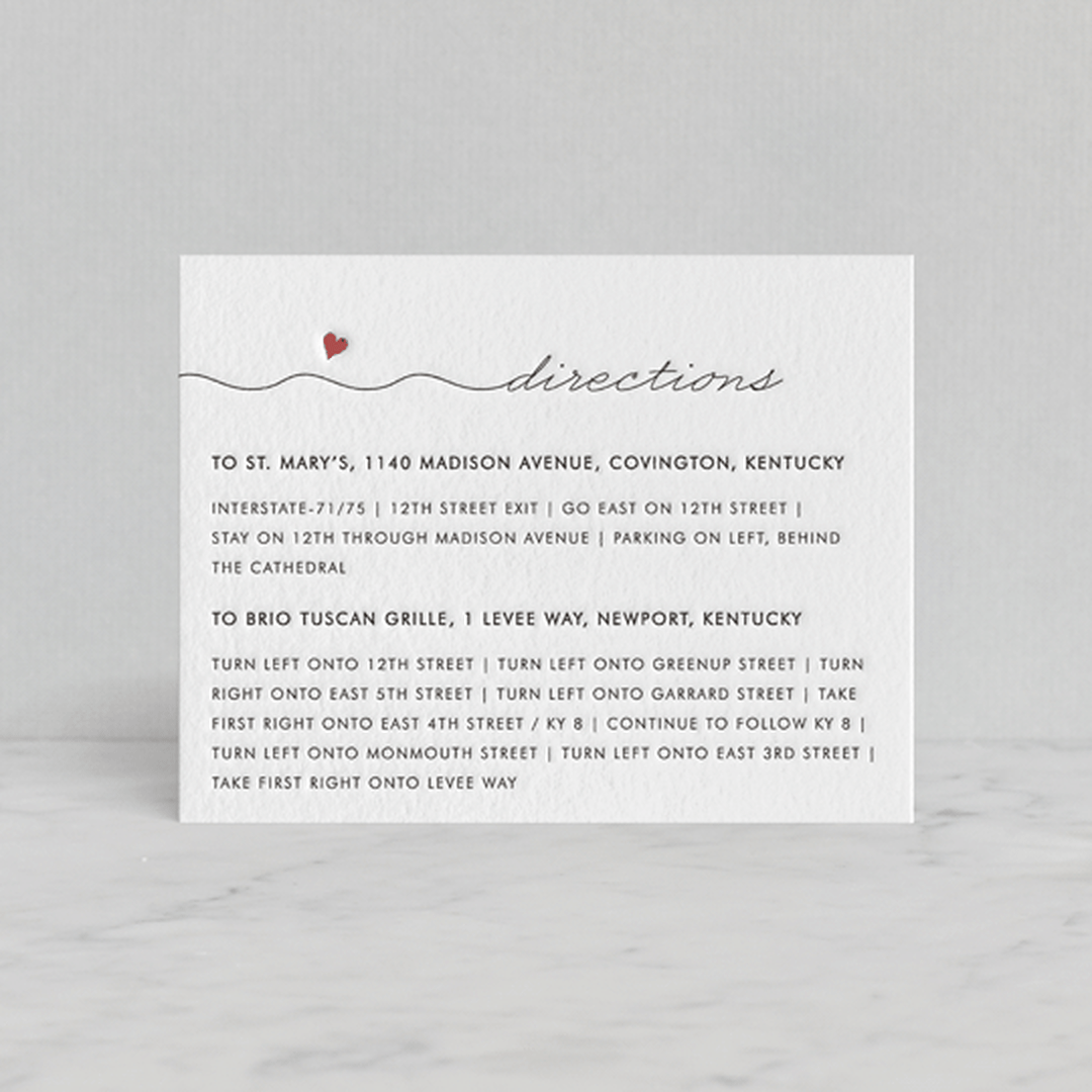 "Love Connection" - Letterpress Direction Cards in Soft Black | Rosewood by Kim Dietrich Elam - Front