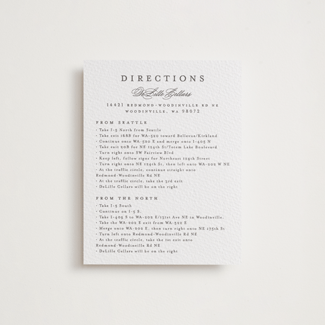"classic composition" - Letterpress Direction Cards in Soft Black by Olivia Raufman - Front