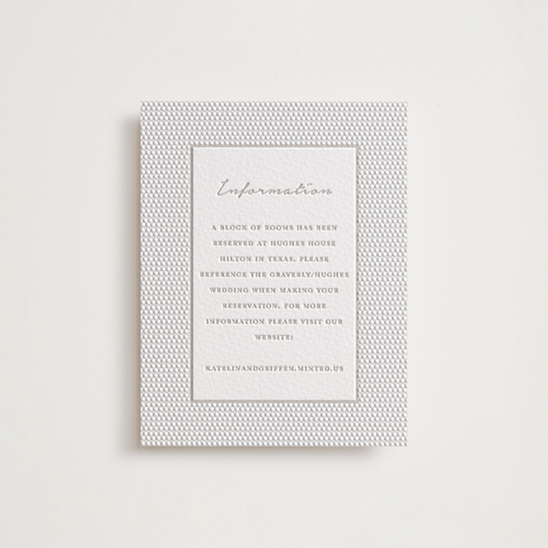 "Botanical Garden" - Letterpress Direction Cards in Dove Grey | Blind Deboss by Kaydi Bishop - Front