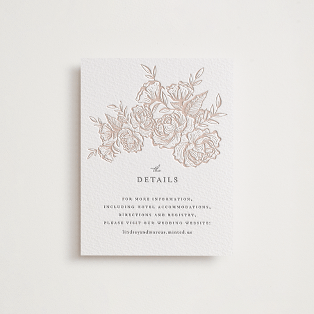 "In Bloom" - Letterpress Direction Cards in Latte | Gravel by Jennifer Postorino - Front