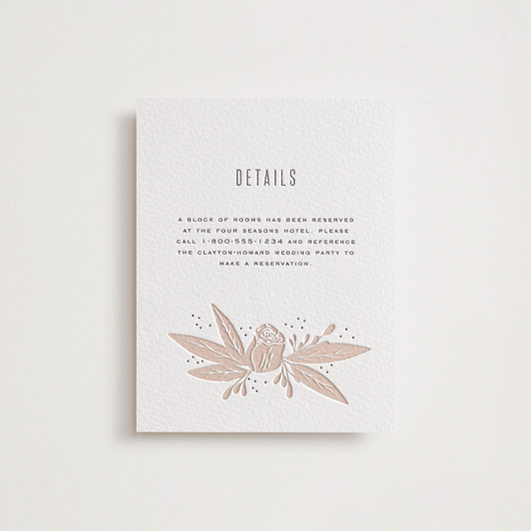"Rose" - Letterpress Direction Cards in Soft Black | Latte by Leah Bisch - Front