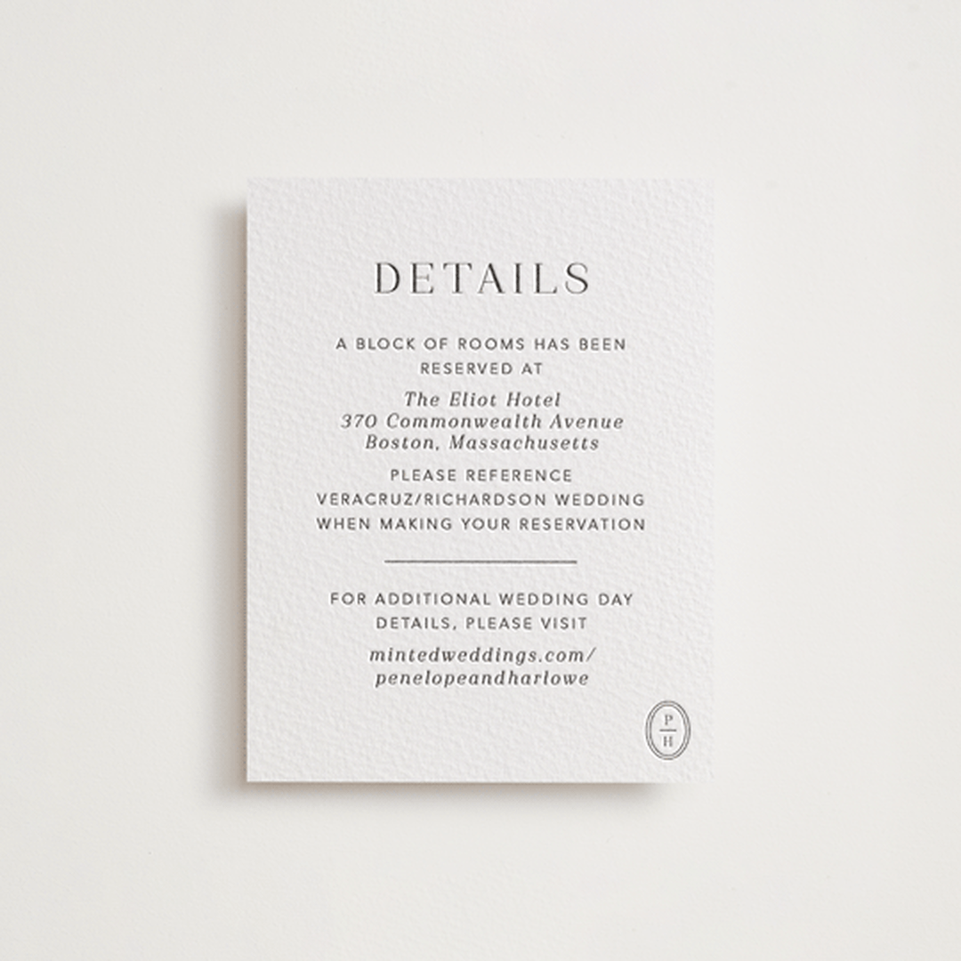 "Cosmopolitan" - Letterpress Direction Cards in Soft Black by Meagan Christensen - Front