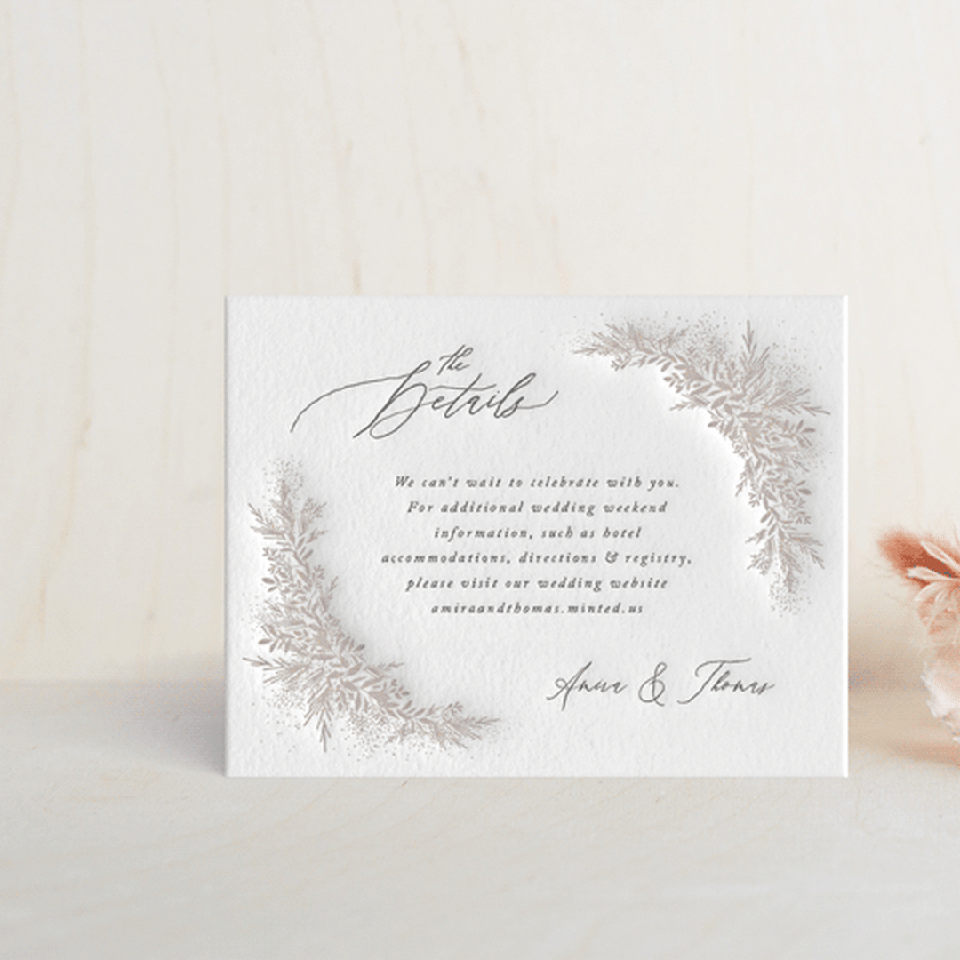 "Romantic Whisper" - Letterpress Direction Cards in Gravel | Dove Grey by Jennifer Postorino - Front