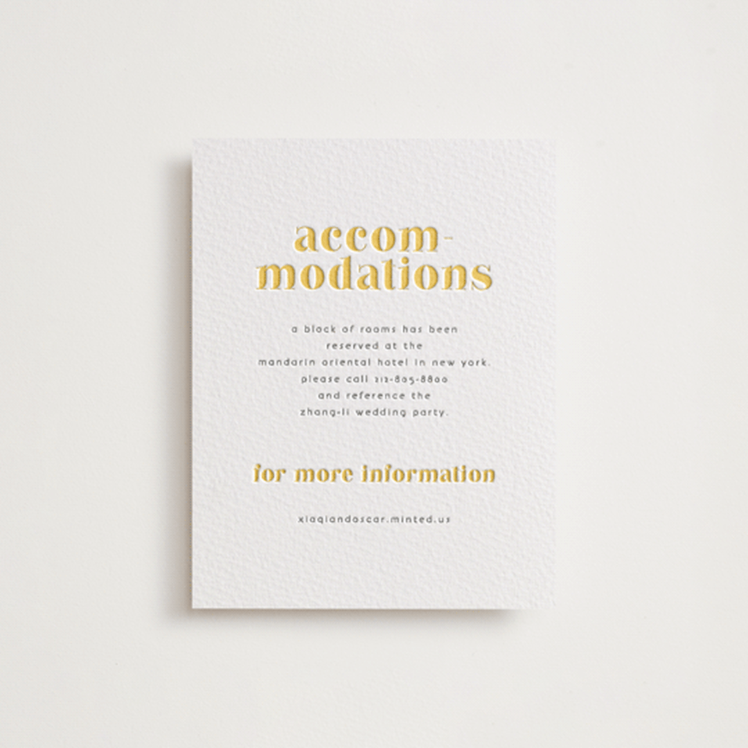 "Us" - Letterpress Direction Cards in Lemon | Pewter by fatfatin - Front