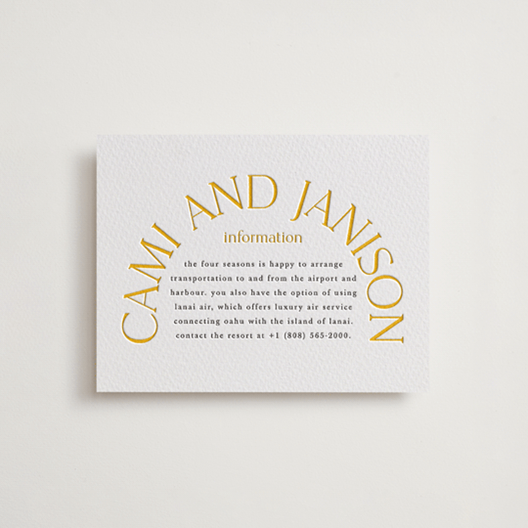 "archway" - Letterpress Direction Cards in Dandelion | Soft Black by Lori Wemple - Front