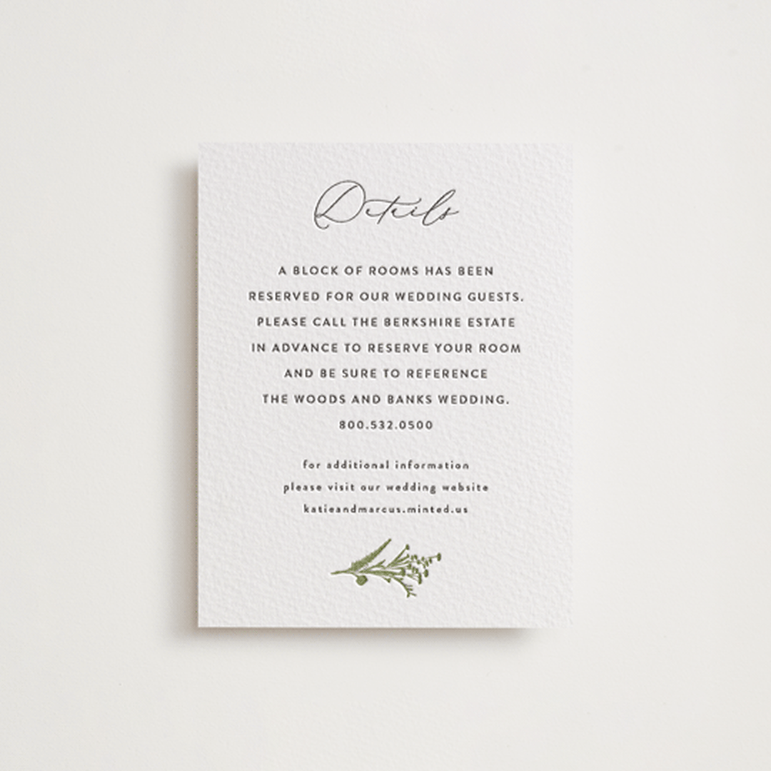 "Gathered" - Letterpress Direction Cards in Pistachio | Soft Black by Susan Moyal - Front