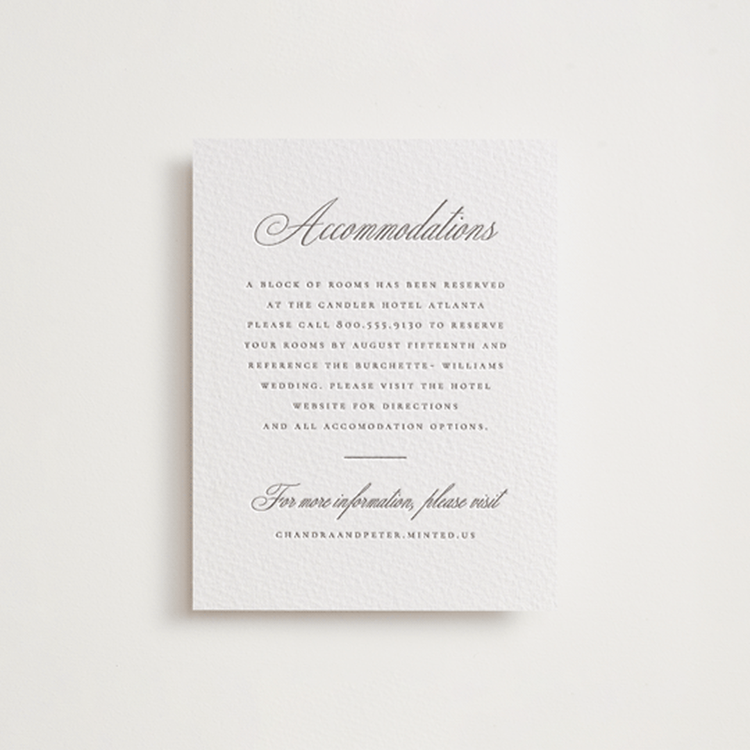 "Calligraphie" - Letterpress Direction Cards in Graphite by Wildfield Paper Co - Front