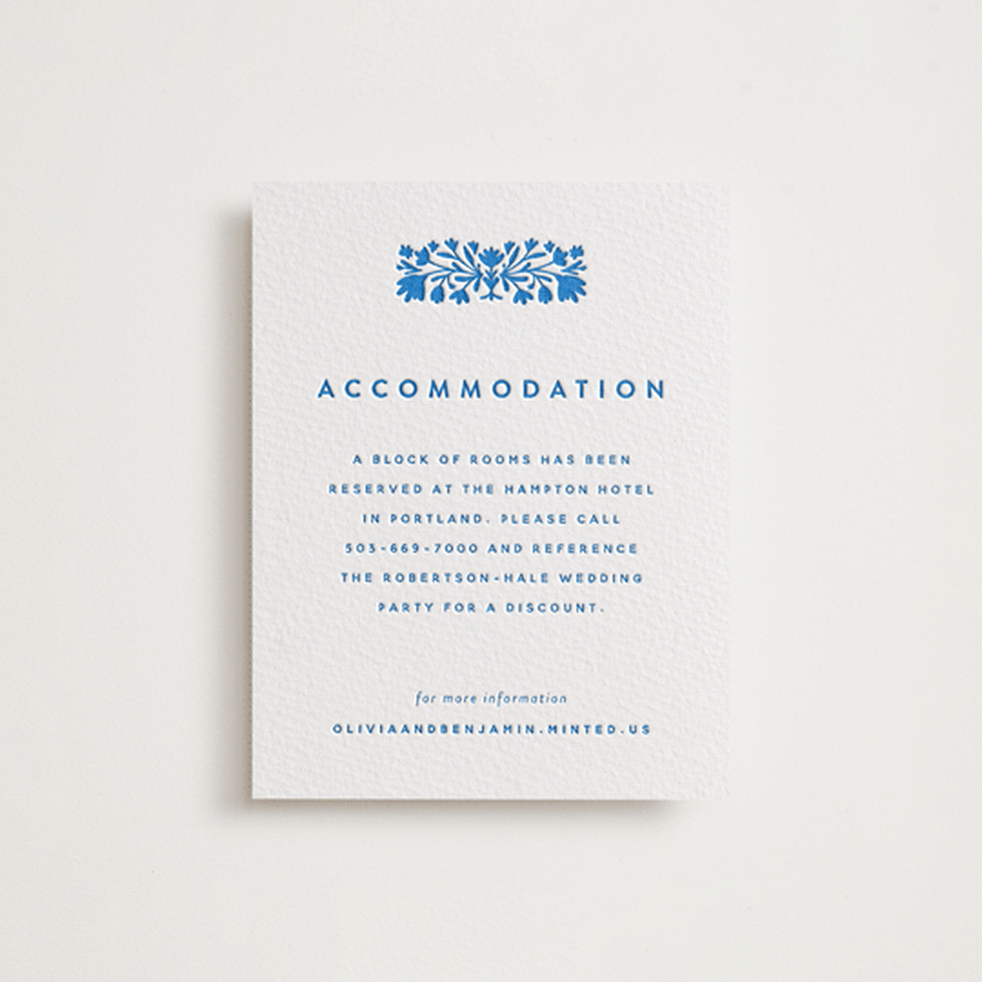 "floral stamp" - Letterpress Direction Cards in Sapphire by Stephanie Hawkes - Front