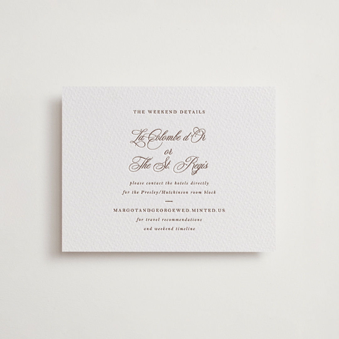 "Lombardy" - Letterpress Direction Cards in Burnt Sienna by Megan Davis - Front