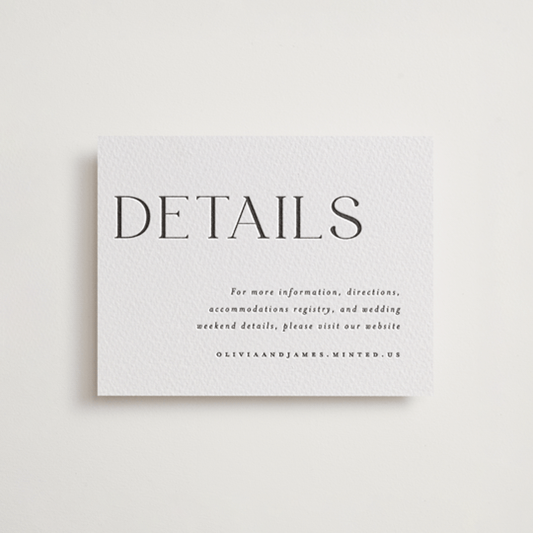 "Bold Names" - Letterpress Direction Cards in Soft Black by Vera Lim - Front