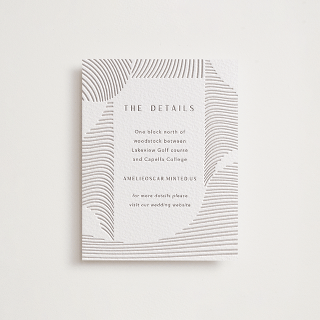 "waves" - Letterpress Direction Cards in Dove Grey by Elly - Front
