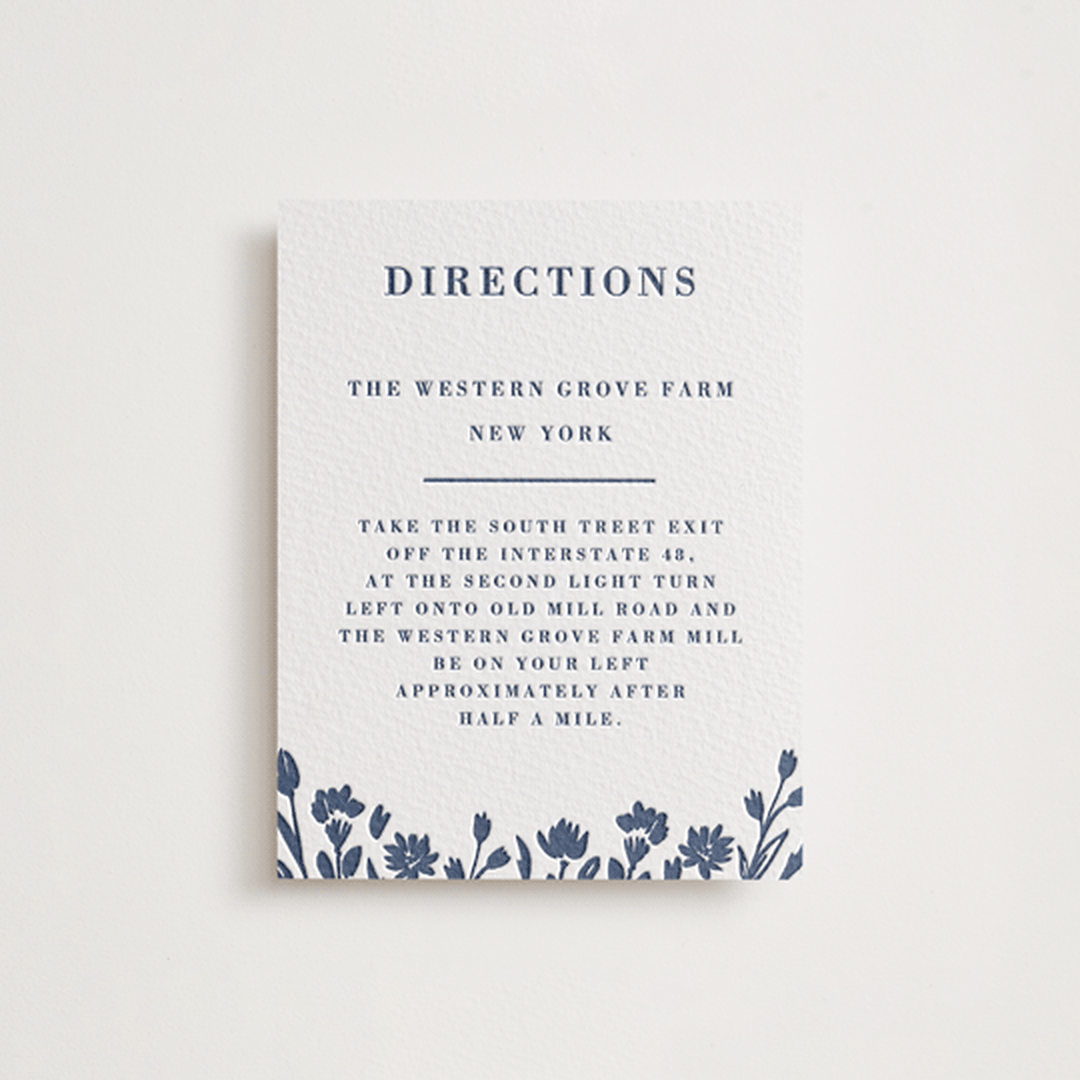 "Pressed Frame" - Letterpress Direction Cards in Aegean by Oma N. Ramkhelawan - Front