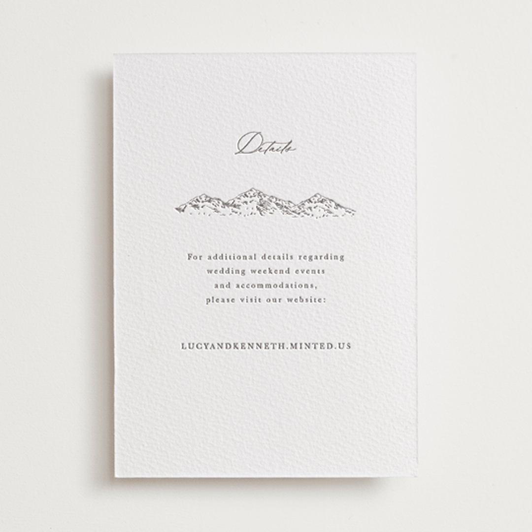 "Mountainview" - Letterpress Direction Cards in Graphite by Sarah Brown - Front