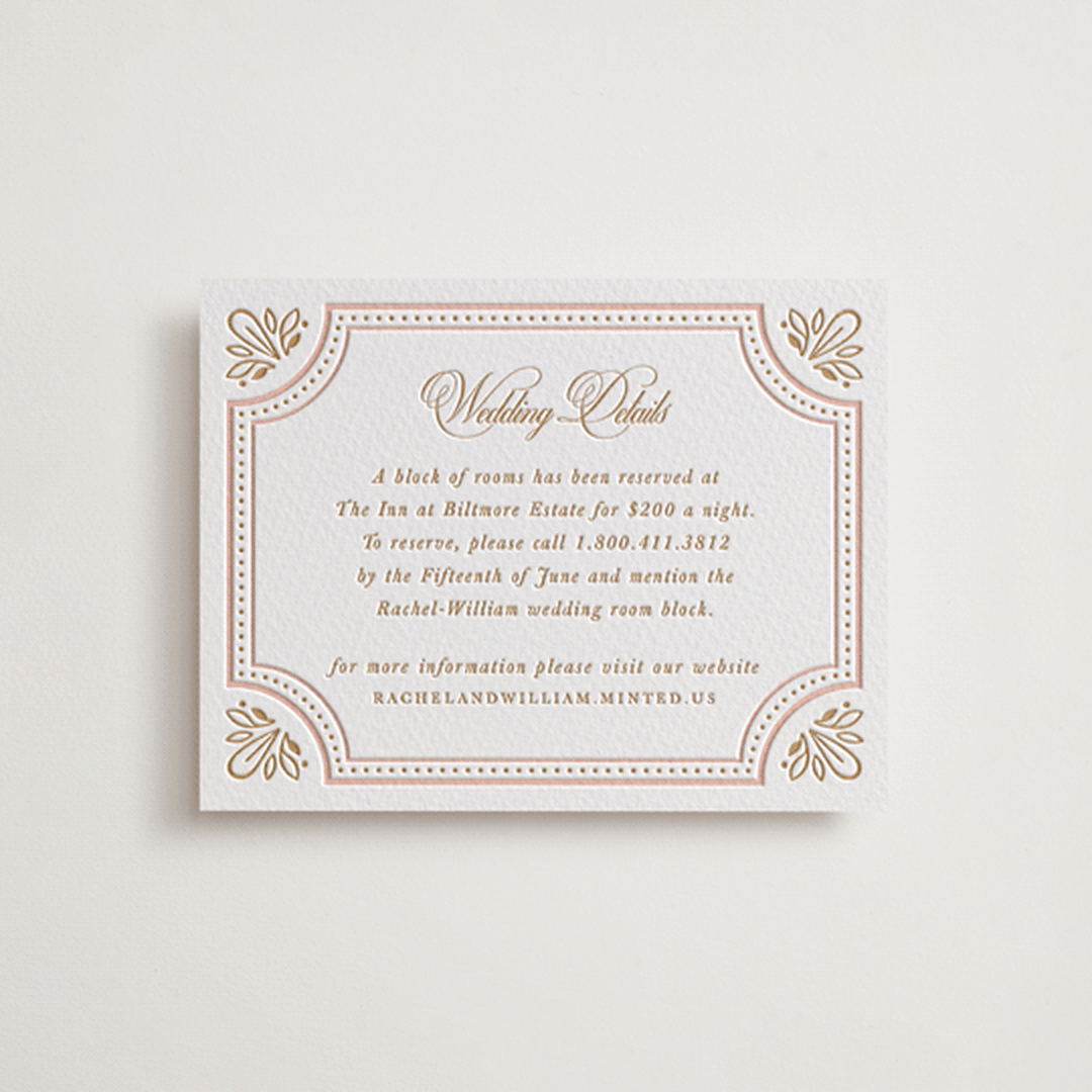 "Ornate Frame" - Letterpress Direction Cards in Faux Gold by Mansi Verma - Front