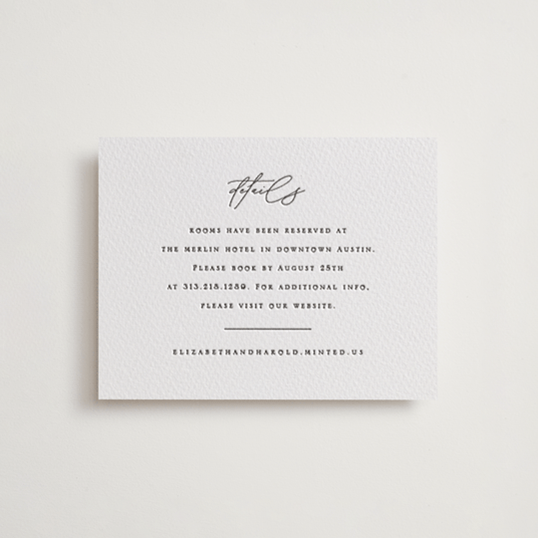 "Court" - Letterpress Direction Cards in Soft Black by Snow and Ivy - Front