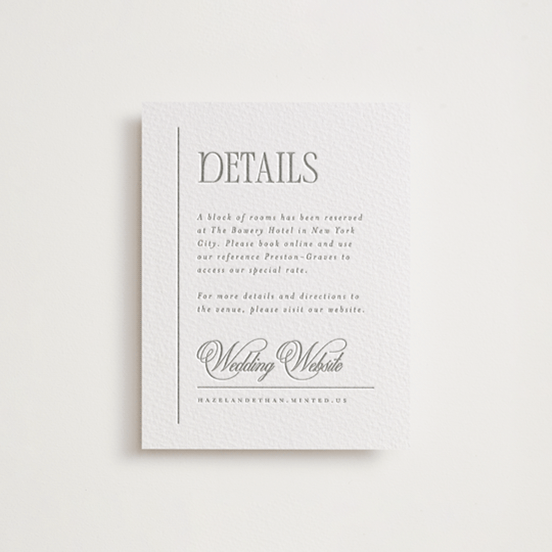 "Sidebar" - Letterpress Direction Cards in Ash by Everett Paper Goods - Front