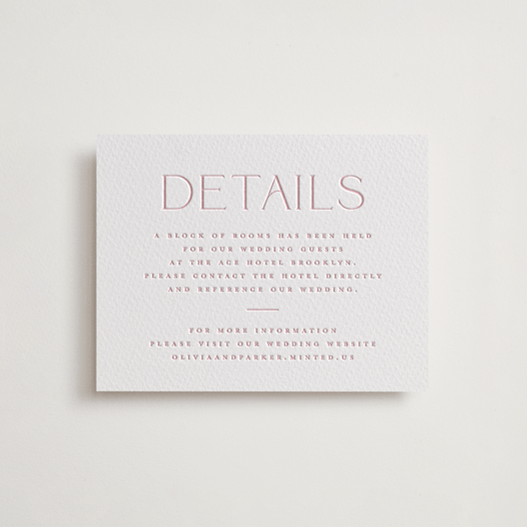 "Monroe" - Letterpress Direction Cards in Classic Pink by Kristie Kern - Front