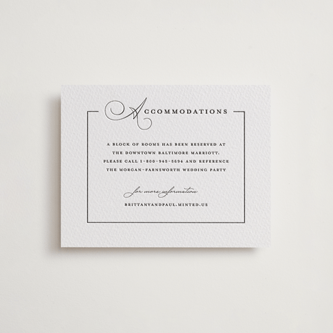 "Monogram Border" - Letterpress Direction Cards in Soft Black by Amy Payne - Front