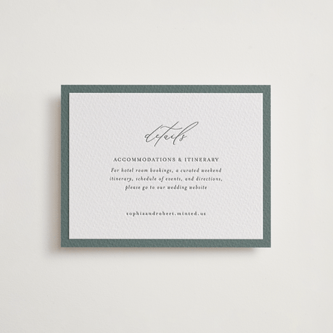 "Fondness" - Letterpress Direction Cards in Gravel by Design Lotus - Front
