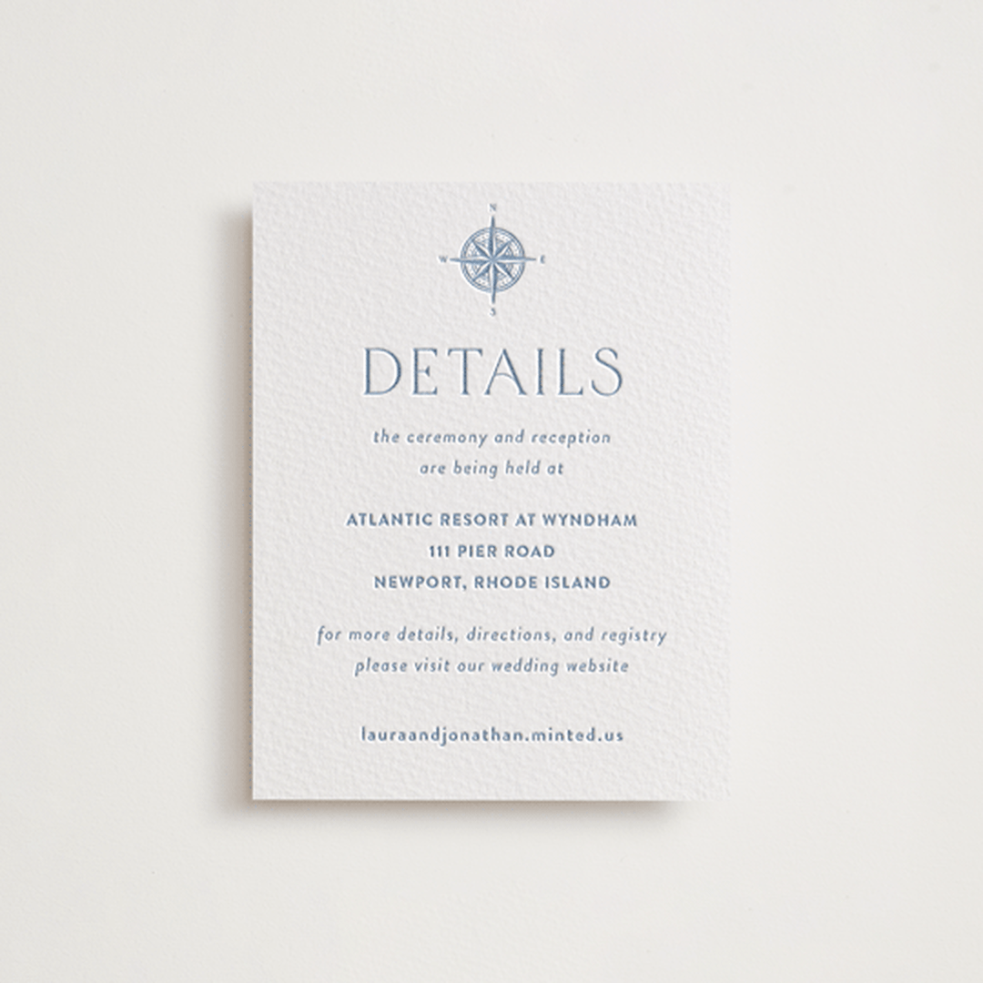 "the cliff" - Letterpress Direction Cards in Provincial Blue by Tennie and Co. - Front
