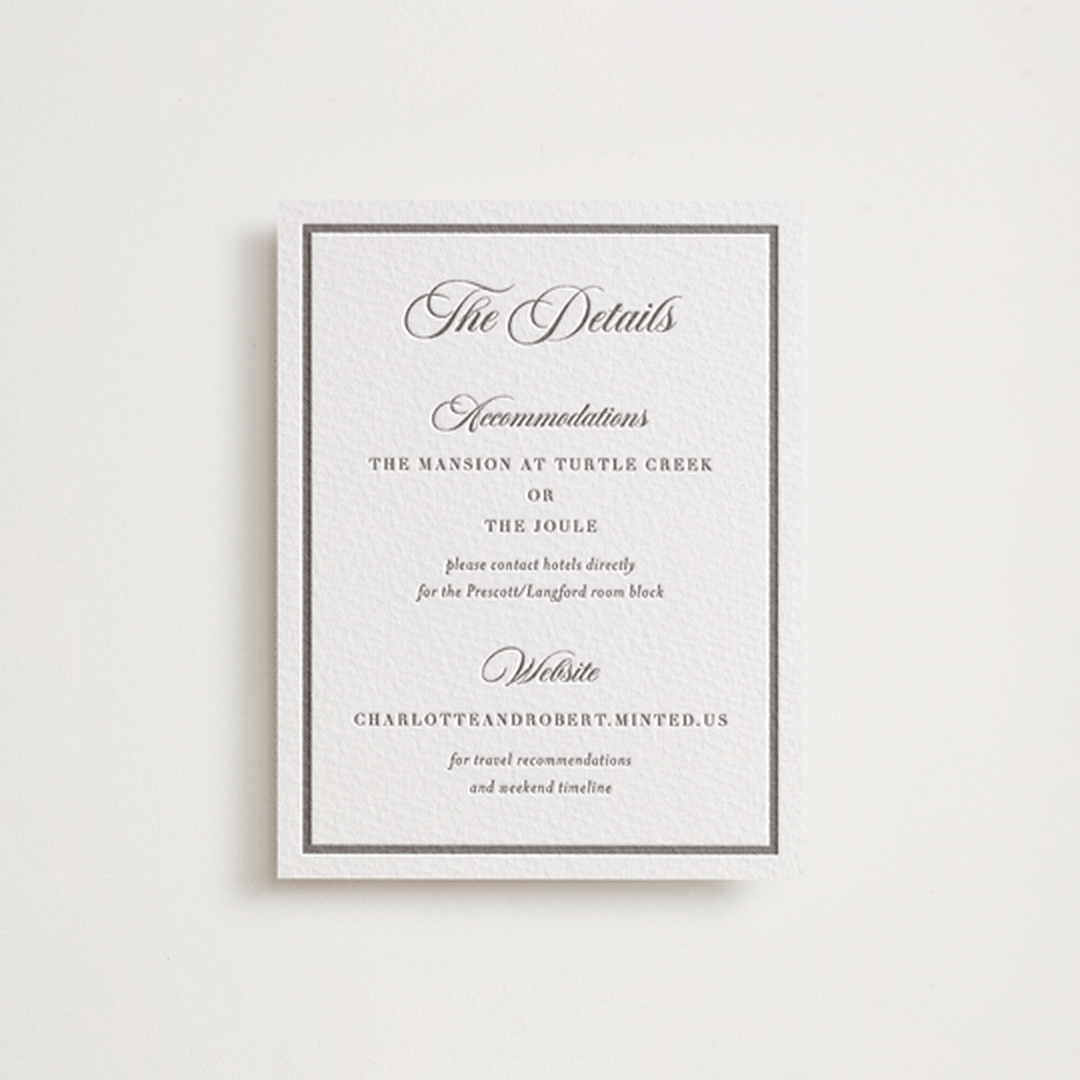 "Lowcountry" - Letterpress Direction Cards in Graphite by Megan Davis - Front