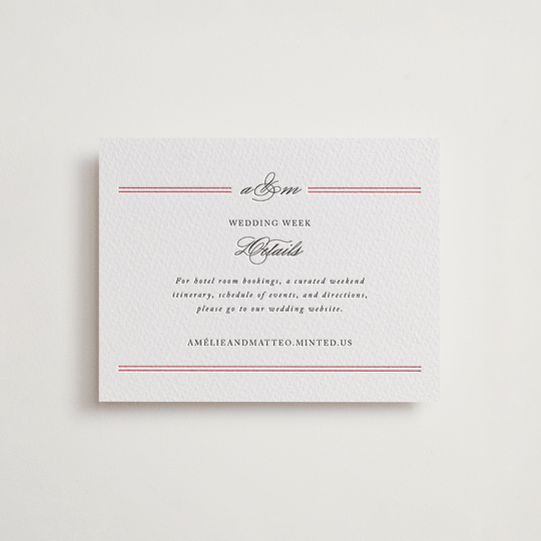 "Steeped in Tradition" - Letterpress Direction Cards in Scarlet by Design Lotus - Front