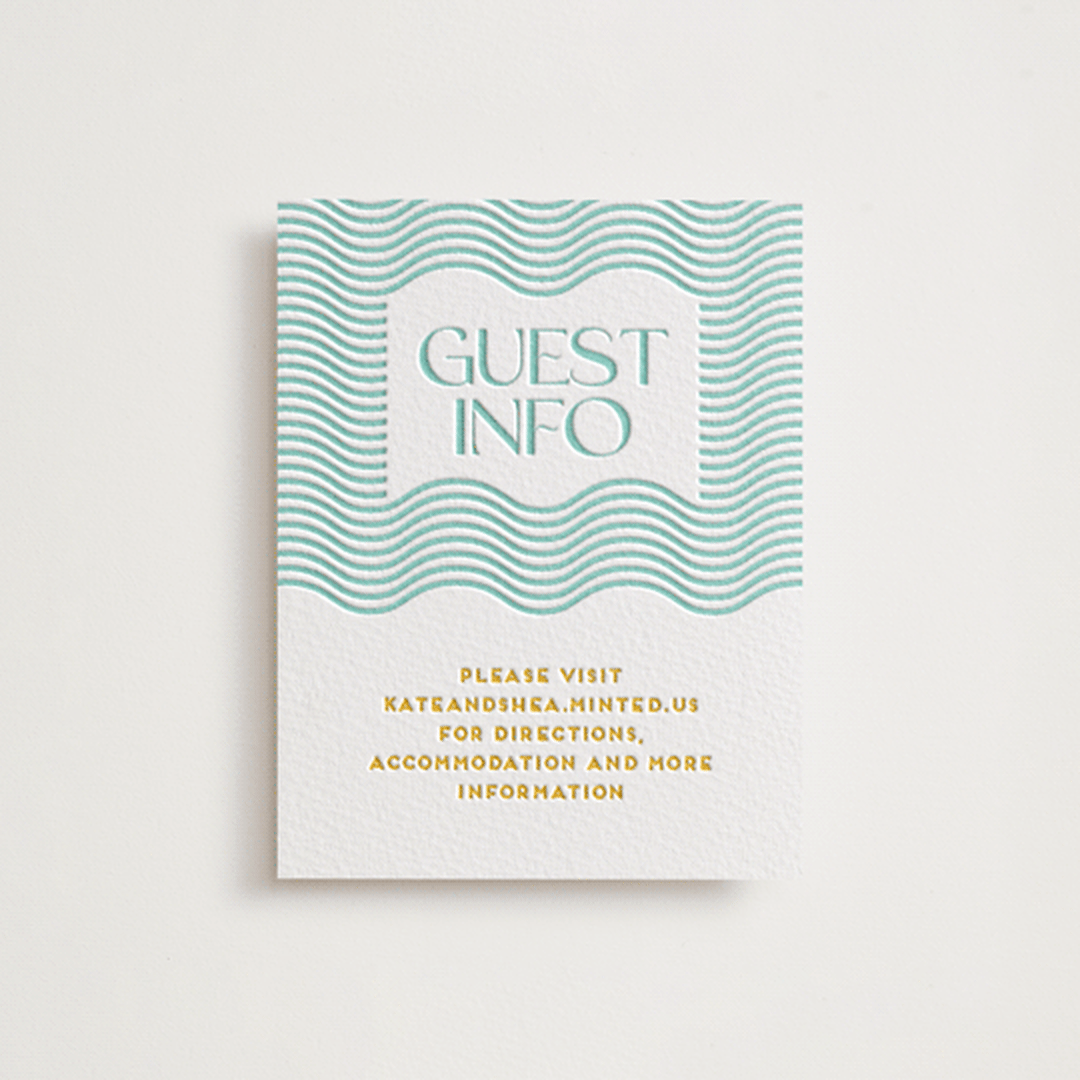 "Good Vibes" - Letterpress Direction Cards in Seafoam by Claudia Orengo - Front