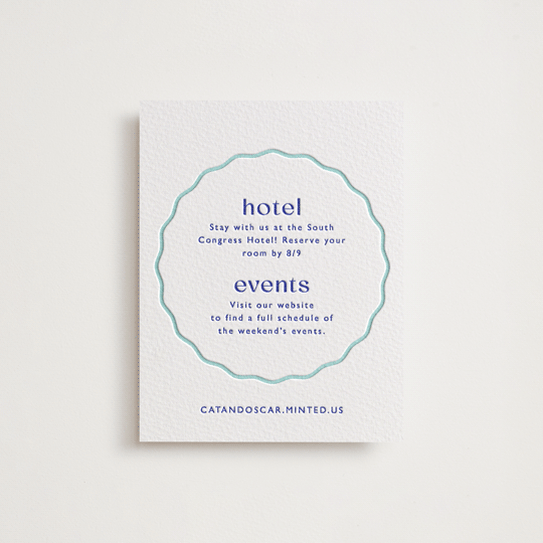 "With a Twist" - Letterpress Direction Cards in Blue Violet by Olivia Raufman - Front