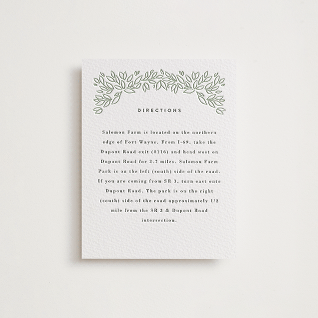 "Lovely Leaves" - Letterpress Direction Cards in Lovely Leaves by Jessie Steury - Front