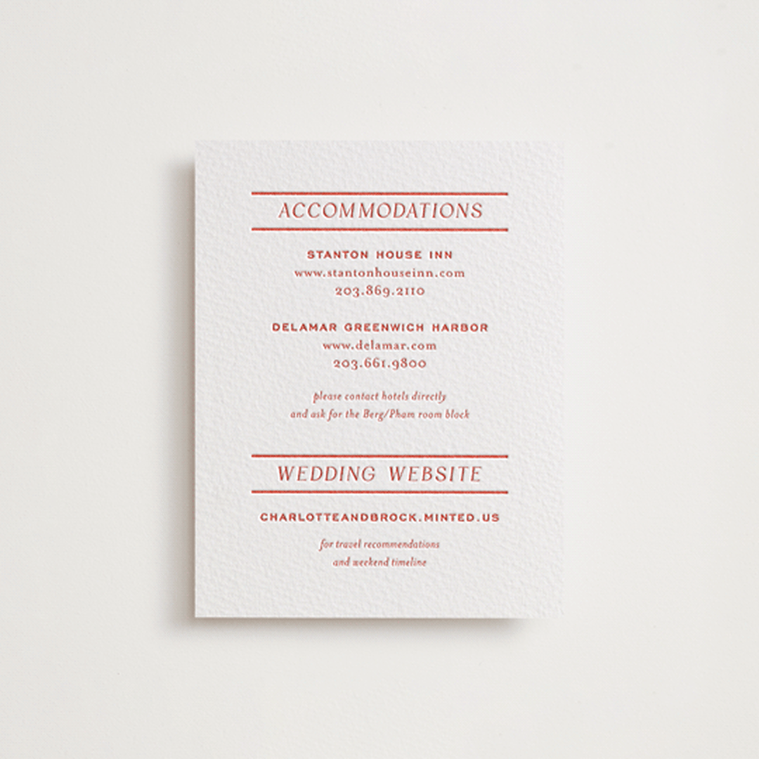 "Racquet" - Letterpress Direction Cards in Verona Sunset by Megan Davis - Front