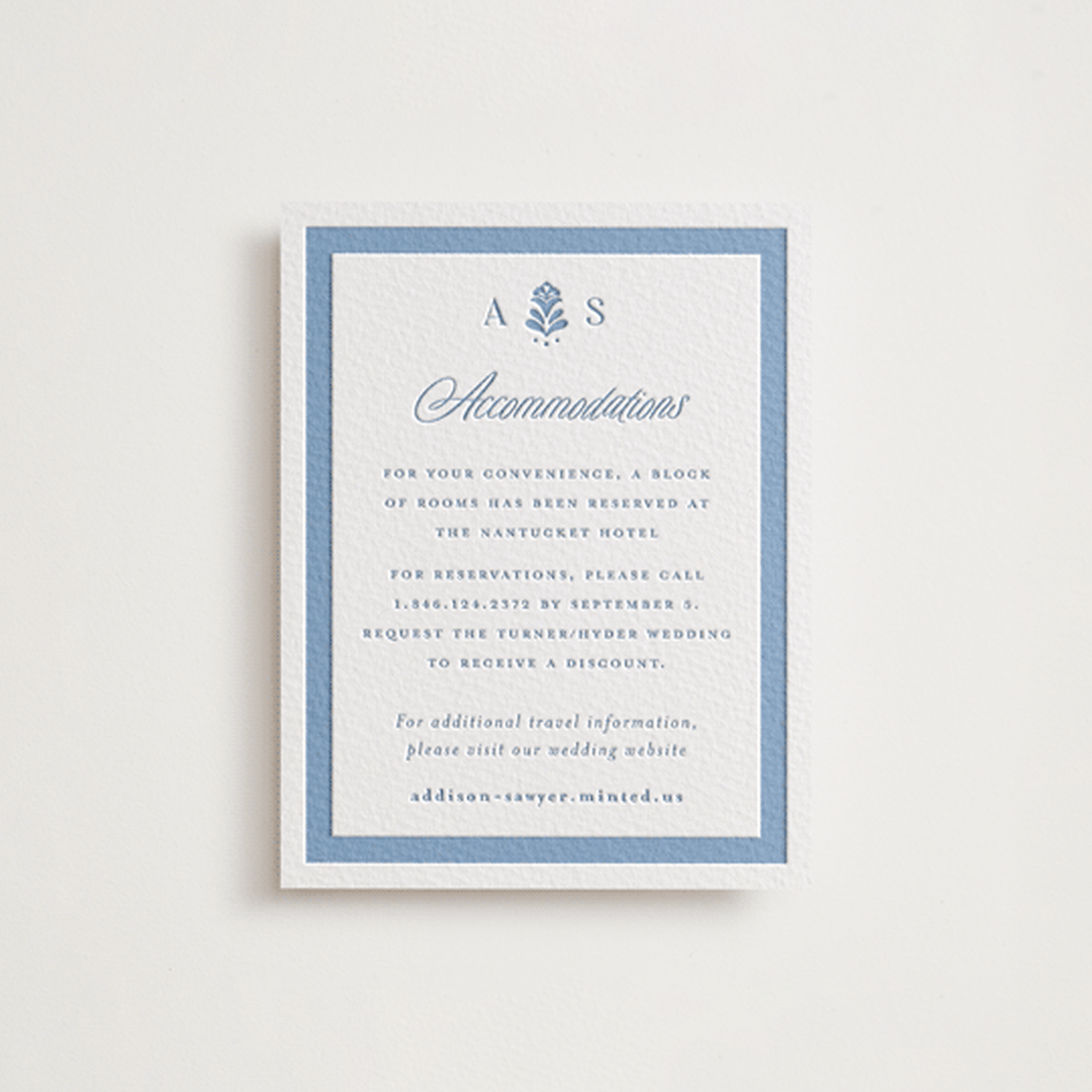 "Sweet Garden" - Letterpress Direction Cards in Provincial Blue by Erin German - Front
